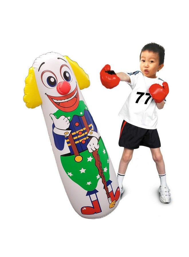 جيت كرييشنز حقيبة ملاكمة مهرج من جيت كرييشنز للأطفال قابلة للنفخ مع صوت صرير وقاعدة مرجحة (يمكنك ملء الماء أو الرمل)، قطعة واحدة، متعددة الاستخدامات، ارتفاع 42 بوصة، FUN-BB03 - Image 1