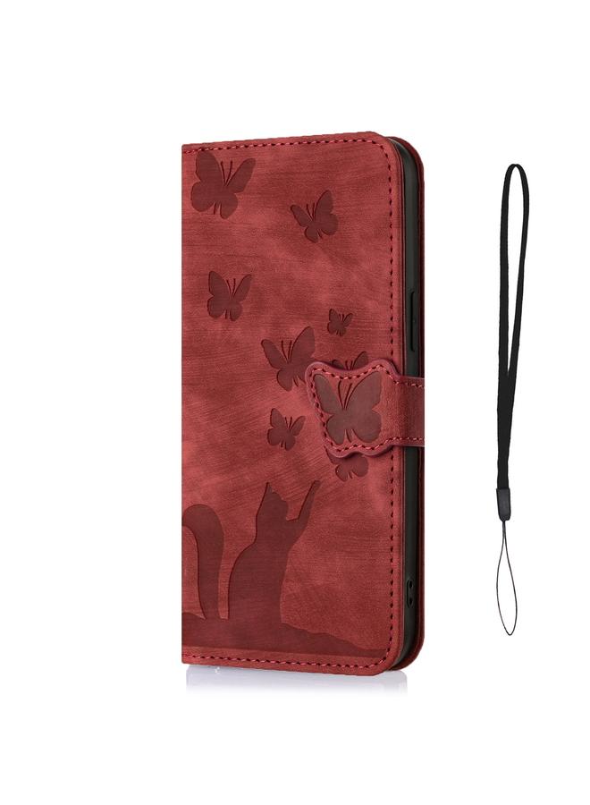 S-TOP Case For Samsung Galaxy A12 Butterfly Cat Embossing Flip Leather Phone Case - Image 2