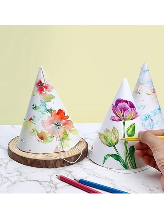 40 Pieces White Party Hats for Kids Birthday, Blank Cones Craft Party Hats Bulk, Plain Paper Hats to Decorate,White Cone Hats for Adults Art DIY Craft Party Halloween Supplies - Image 5