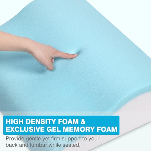TANYOO Back Support Pillow for Recliner Dual Layer Lumbar Support Pillow with Gel Memory Foam Ergonomic Orthopedic Lumbar Cushions for Elderly Lower Back Pain Relief Washable Cover Dark Grey - Image 3