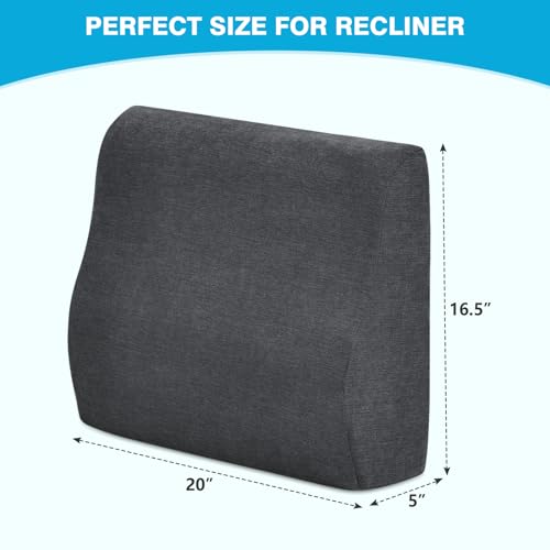 TANYOO Back Support Pillow for Recliner Dual Layer Lumbar Support Pillow with Gel Memory Foam Ergonomic Orthopedic Lumbar Cushions for Elderly Lower Back Pain Relief Washable Cover Dark Grey - Image 5