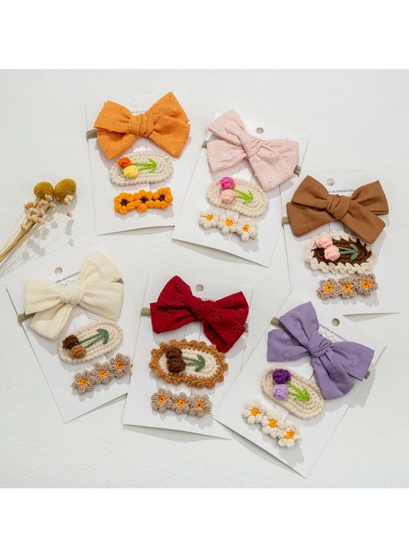 D'Daniela Angela Ribbon Bow Clip Set For Babies and Girls - Orange
