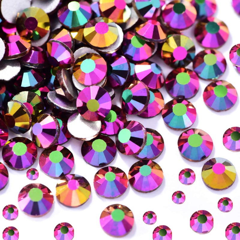 Dowarm 2650 Pieces Glass Flat Back Crystal Rhinestones Round Gems 6 Sizes 15mm 2mm 28mm 4mm 48mm 65mm Flatback Crystals Loose Gemstones for Crafts Nail Face Art Clothes Jewels Rainbow AB