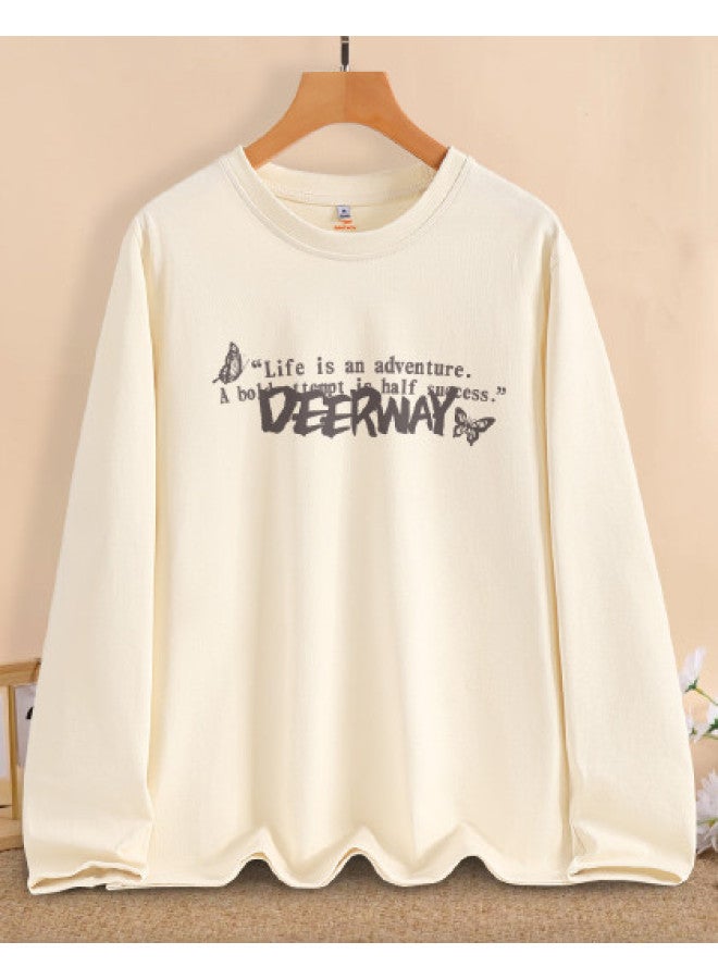 Women's Clothing】pure Cotton Long Sleeve T-shirt For Women, Breathable Knitted Round Neck Casual Sports Tee, Base Layer Top - Image 1