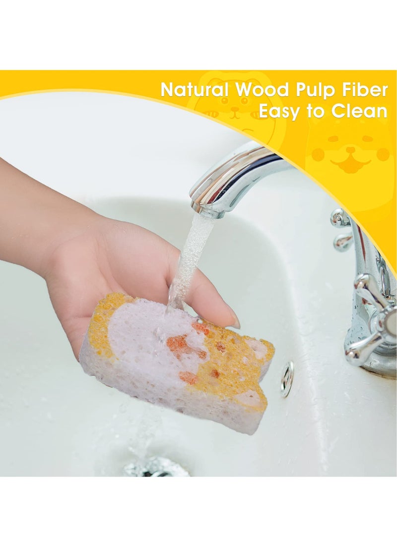 SYOSI Kitchen Sponges, Non-Scratch 8 Pcs Cellulose Cleaning Sponges Reusable Washing Dish Sponge Degradable Pop up Sponges for Dish Glass Floors Cleaning - Image 3