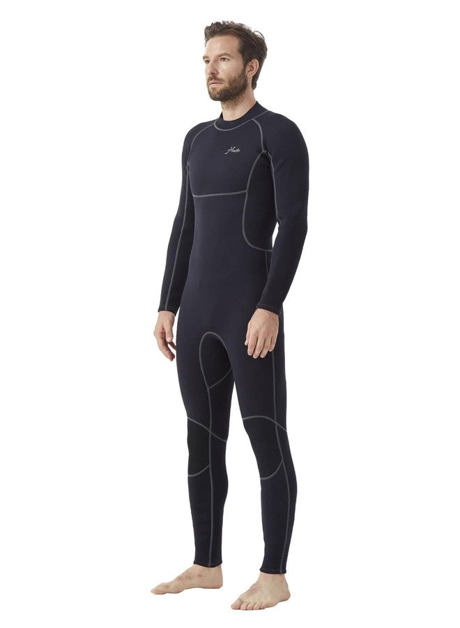 Hevto Men Wetsuits 3/2mm Neoprene Back Zip Fullsuit Wet Suit Keep Warm for Surfing Swimming SUP Snorkeling Diving (M2B-Black, L) - Image 1