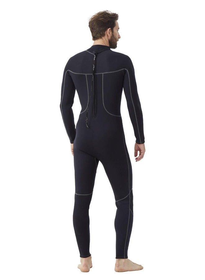 Hevto Men Wetsuits 3/2mm Neoprene Back Zip Fullsuit Wet Suit Keep Warm for Surfing Swimming SUP Snorkeling Diving (M2B-Black, L) - Image 3