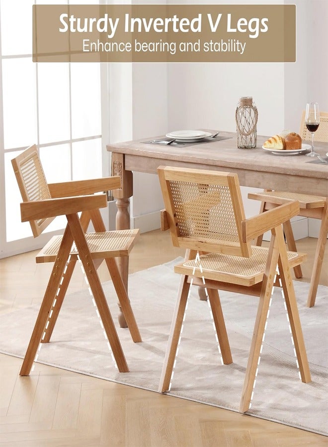 fashionhome Set of 2 Multifunction Modern Household Ergonomic Armrest Side Upholstered Rattan Comfortable Support Backrest Accent Chair for Office Hall Living Room Garden Balcony Yard 51.5 x 54 x 80 cm - Image 4