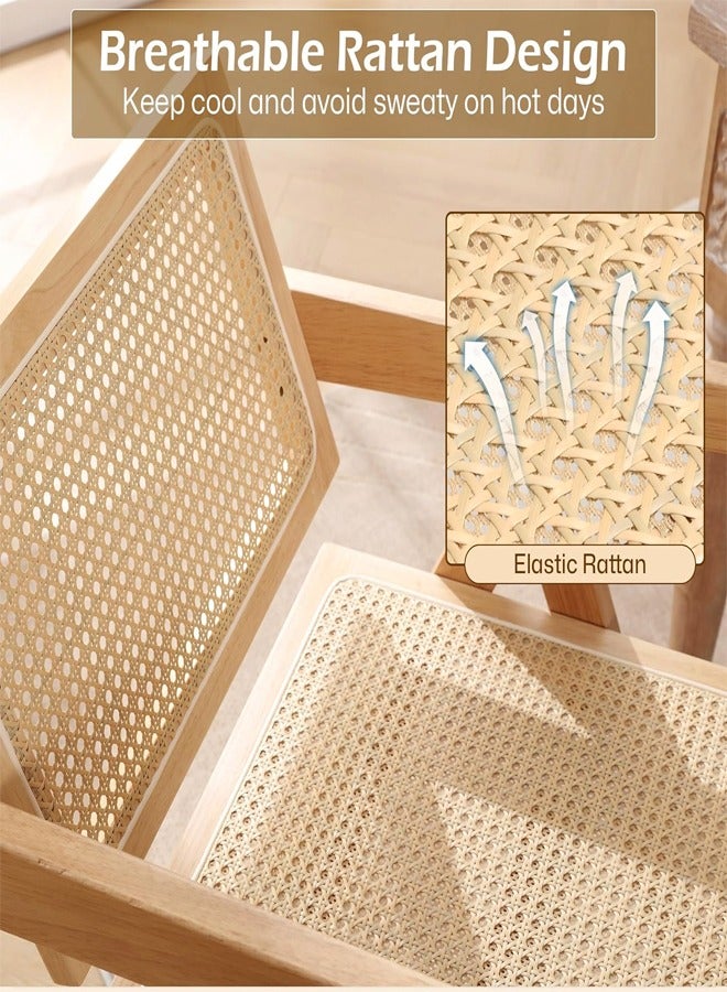 fashionhome Set of 2 Multifunction Modern Household Ergonomic Armrest Side Upholstered Rattan Comfortable Support Backrest Accent Chair for Office Hall Living Room Garden Balcony Yard 51.5 x 54 x 80 cm - Image 5