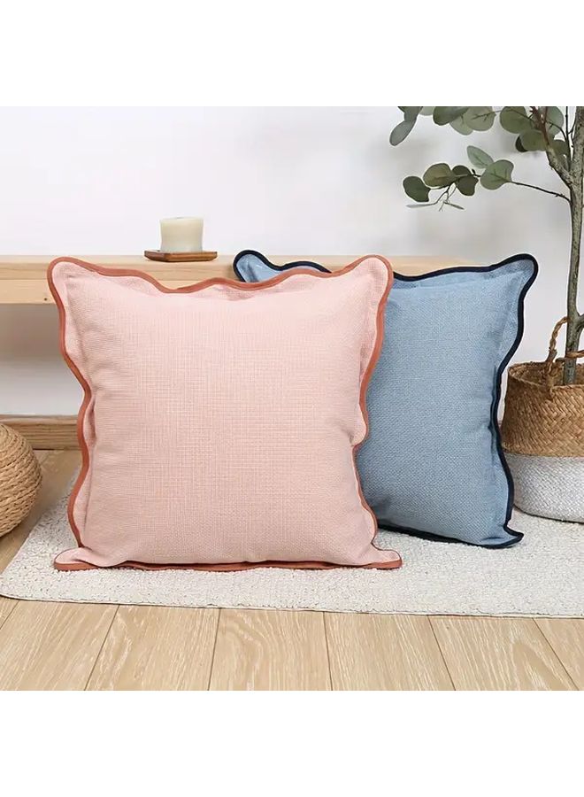 Boho Scalloped Throw Pillow Cover 18x18 Inch Soft Pink Polyester Zipper Closure - Image 2