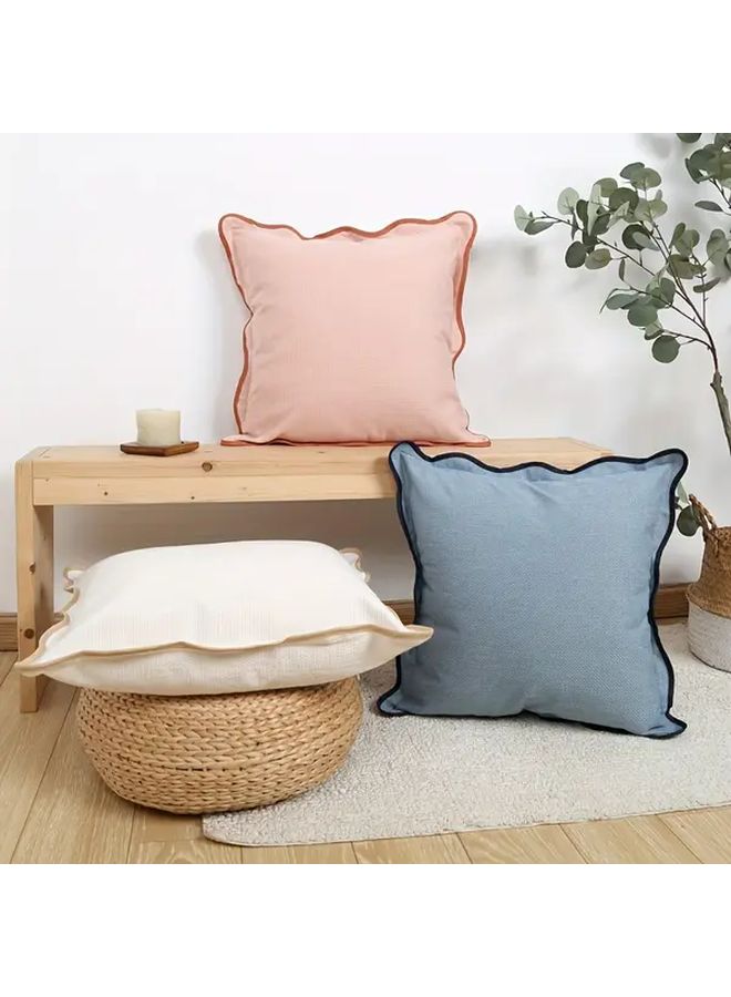 Boho Scalloped Throw Pillow Cover 18x18 Inch Soft Pink Polyester Zipper Closure - Image 5