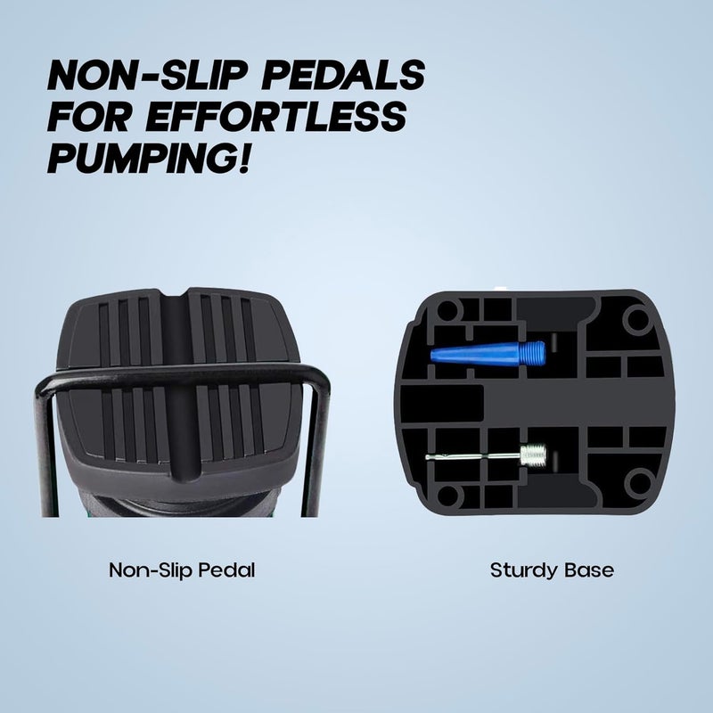 KONEX High-Pressure Foot Air Pump with Meter for Bicycle, Bike, Car Tires, Football, Basketball, and Other Inflatable Sports Equipment & Balls (Black) - Image 5