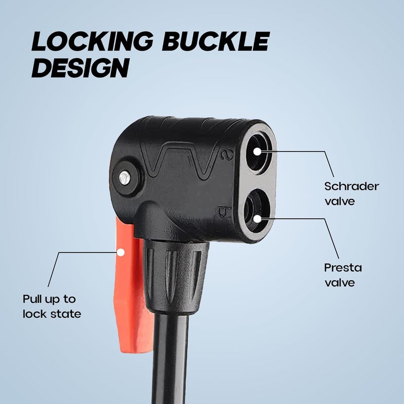 KONEX High-Pressure Foot Air Pump with Meter for Bicycle, Bike, Car Tires, Football, Basketball, and Other Inflatable Sports Equipment & Balls (Black) - Image 3