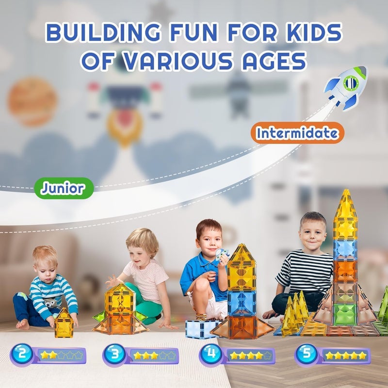 Tec Tavakkal بلاطات مغناطيسية كتل بناء مغناطيسية للأطفال من 3 إلى 8 سنوات، ألعاب تعليمية للأطفال من 2 إلى 5 سنوات، ألعاب مغناطيسية للأطفال، ألعاب تعليمية لتنمية العقل - 28 قطعة - Image 4