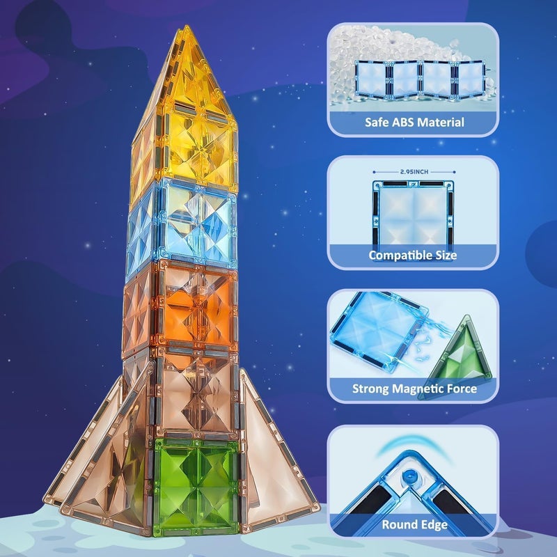 Tec Tavakkal بلاطات مغناطيسية كتل بناء مغناطيسية للأطفال من 3 إلى 8 سنوات، ألعاب تعليمية للأطفال من 2 إلى 5 سنوات، ألعاب مغناطيسية للأطفال، ألعاب تعليمية لتنمية العقل - 28 قطعة - Image 3