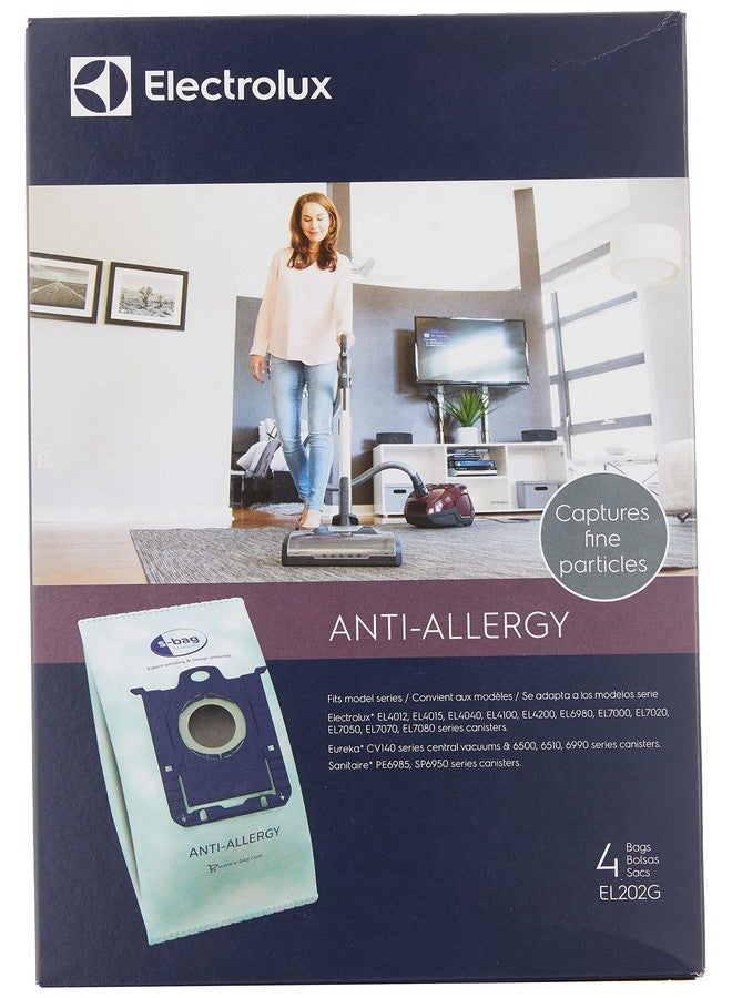 Electrolux أكياس مكنسة كهربائية مضادة للحساسية من إلكترو لوكس EL202G S-Bag، 4 عبوات، زرقاء - Image 1