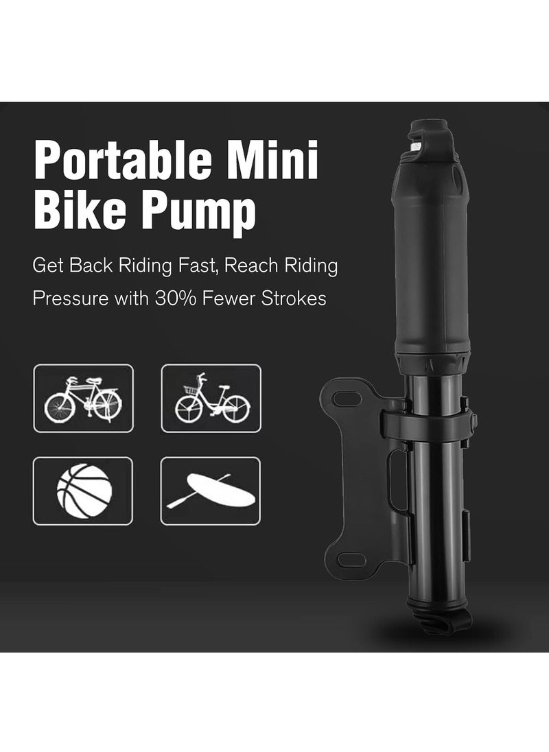 Bike Pump with Presta Schrader Valves, 100 PSI 80 PSI Bicycle Pump for Electric Bike Tire Mini Pump, Handheld Portable Bike Pump, Universal Small High Pressure Ball Needle Accessories
