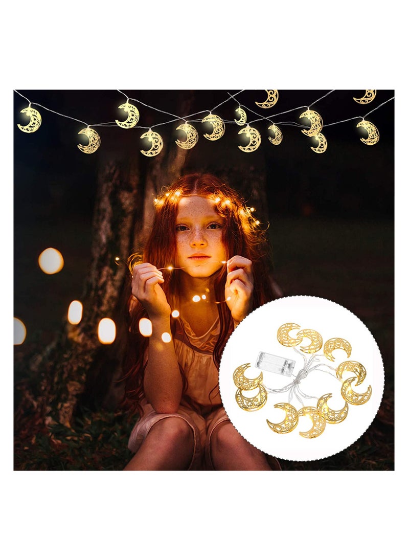 هلالفل أضواء سلسلة LED على شكل هلال مضيء | أضواء ذهبية خرافية لرمضان والعيد وحفلات الزفاف | تعمل بالبطارية | ديكور منزلي وغرفة نوم | ديكور إسلامي داخلي وخارجي - Image 5