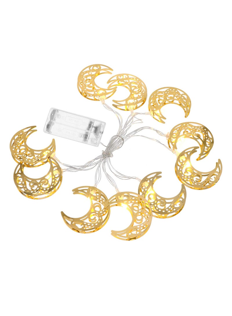 هلالفل أضواء سلسلة LED على شكل هلال مضيء | أضواء ذهبية خرافية لرمضان والعيد وحفلات الزفاف | تعمل بالبطارية | ديكور منزلي وغرفة نوم | ديكور إسلامي داخلي وخارجي - Image 2
