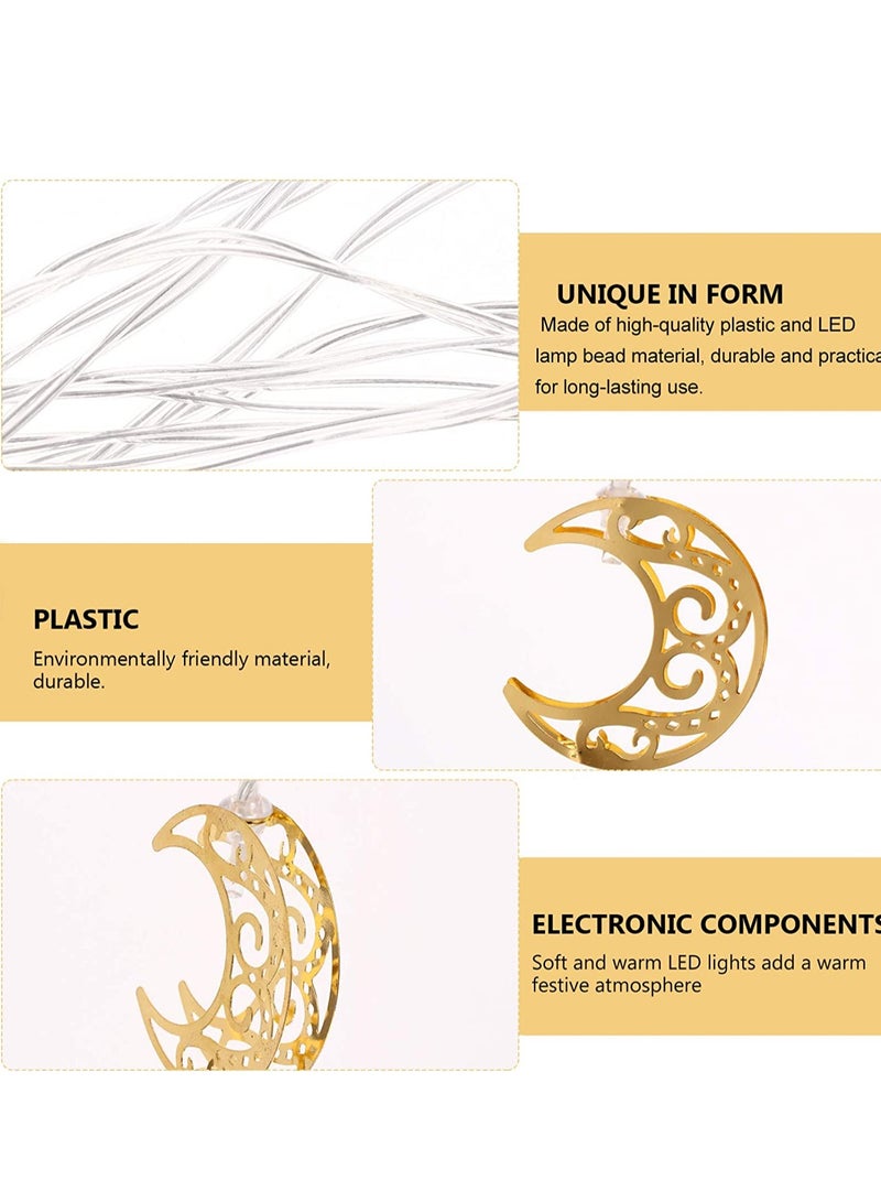 هلالفل أضواء سلسلة LED على شكل هلال مضيء | أضواء ذهبية خرافية لرمضان والعيد وحفلات الزفاف | تعمل بالبطارية | ديكور منزلي وغرفة نوم | ديكور إسلامي داخلي وخارجي - Image 3