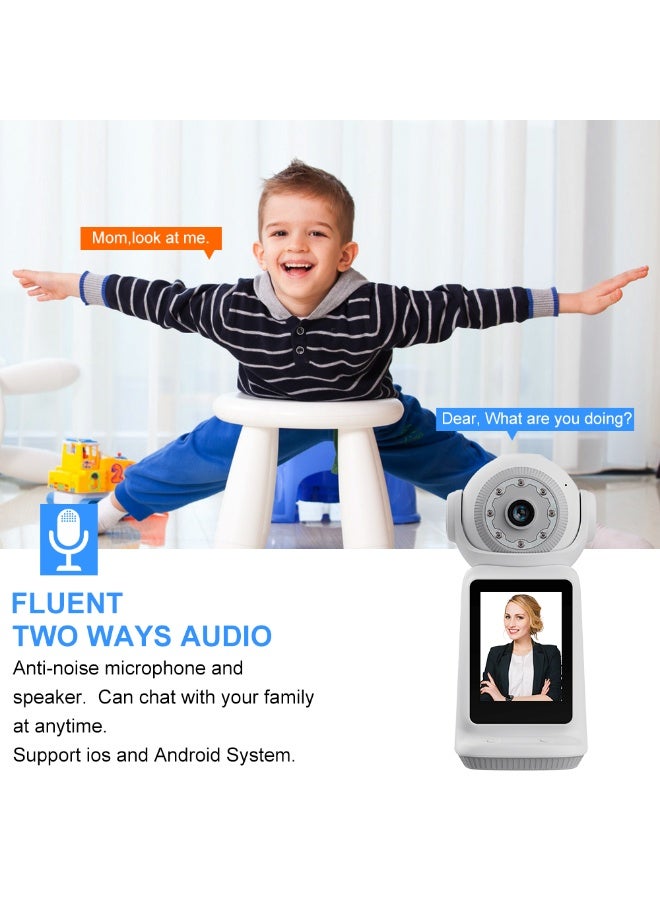 Equipped with a 3-megapixel HD Wifi video call camera with automatic rotation tracking, two-way intercom function, supports TF card/cloud storage, suitable for home/store/pet - Image 4