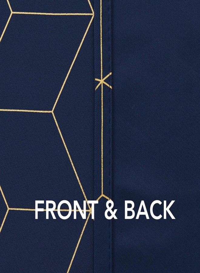 Deconovo Blackout Curtains, Thermal Insulated & Noise Reducing, Diamond Foil Print - Grommet Top, 2 Panels, Soft Drape Polyester for Bedroom/Living Room, Navy Blue 52" W x 84" L - Image 4