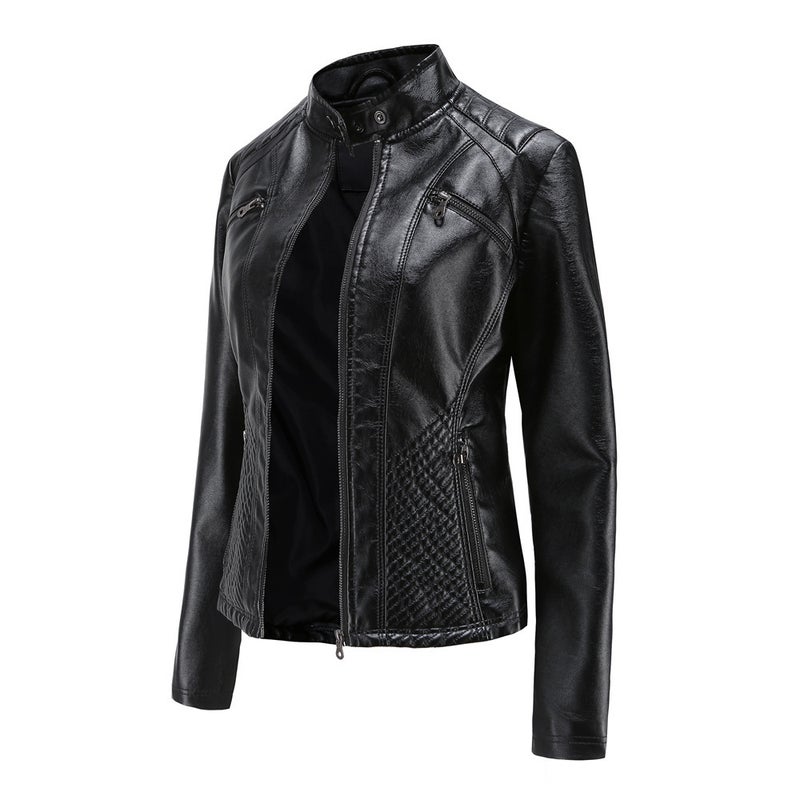 Leather Jacket Russian Popular Slim Youthful Elegant Wear-Resistant Leather Jacket - Image 4