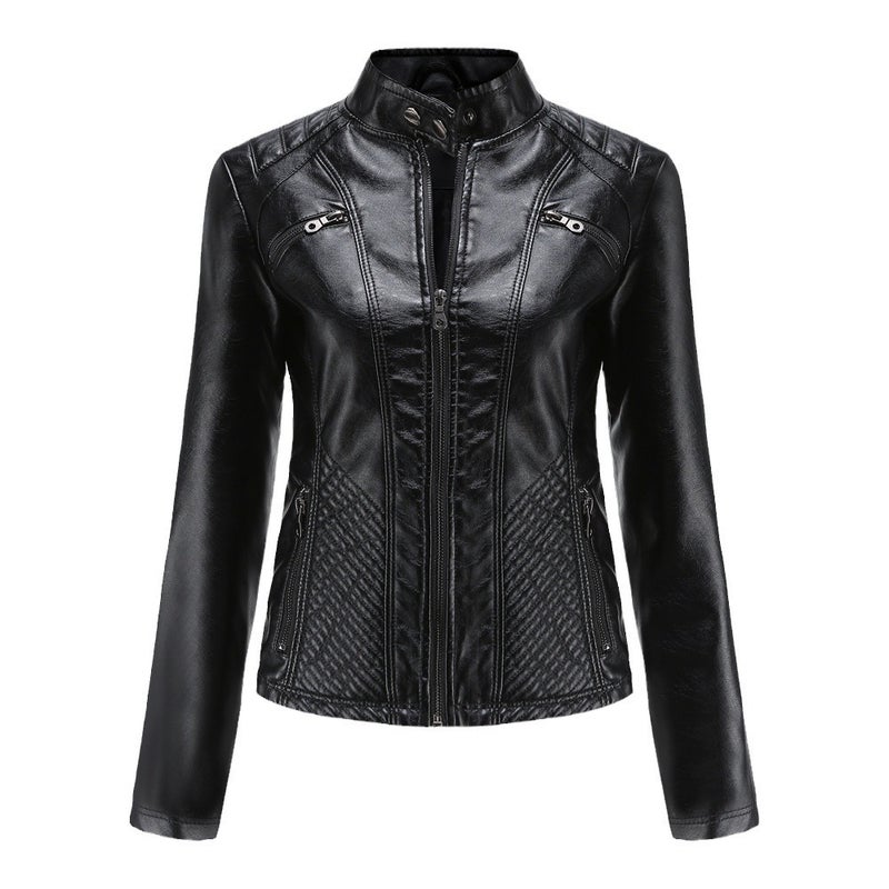 Leather Jacket Russian Popular Slim Youthful Elegant Wear-Resistant Leather Jacket - Image 5