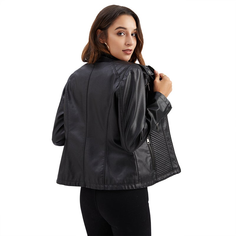 Leather Jacket Russian Popular Slim Youthful Elegant Wear-Resistant Leather Jacket - Image 3