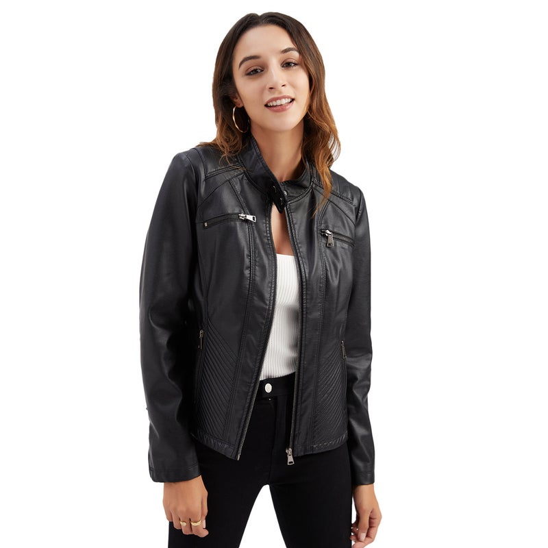 Leather Jacket Russian Popular Slim Youthful Elegant Wear-Resistant Leather Jacket - Image 2