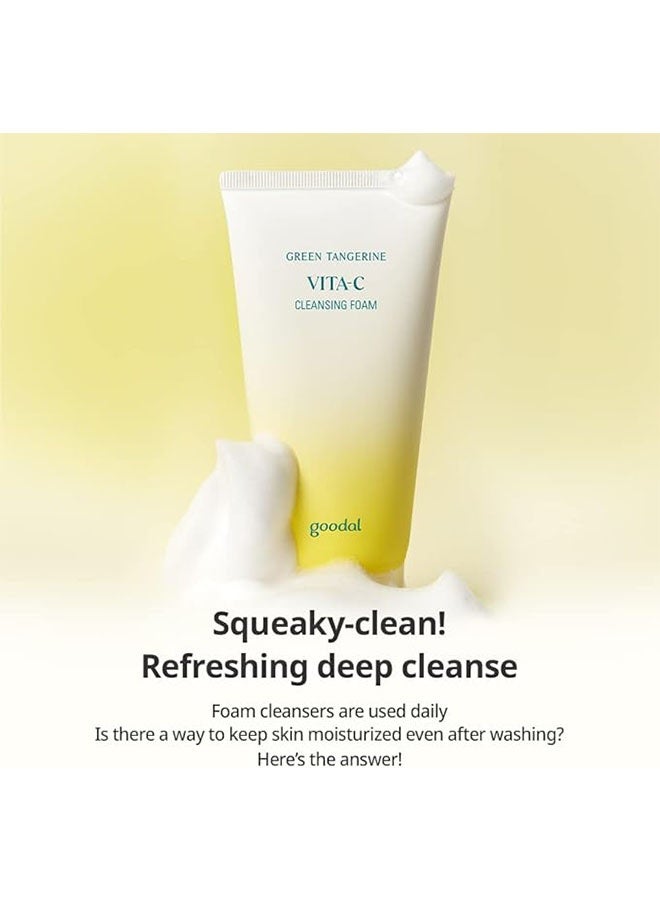 GOODAL Green Tangerine Vita C Cleansing Foam, Deeply Cleanse and Brighter Skin, Gentle, Hypoallergenic Foam Cleanser, Suitable for All Skin Types - Image 4