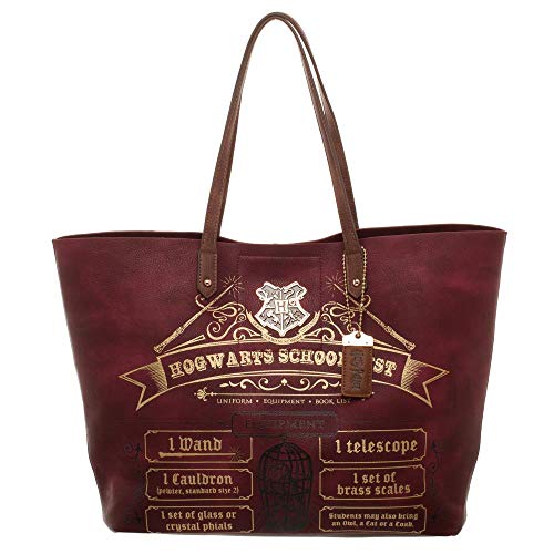 Harry Potter Hogwarts School List Ladies Juniors Burgundy Tote Bag - Image 2