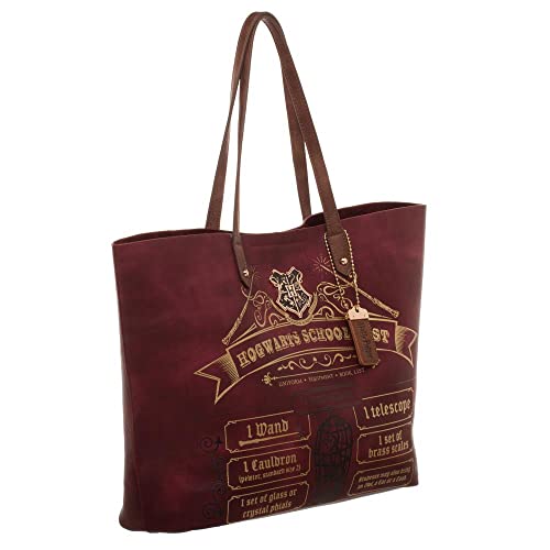 Harry Potter Hogwarts School List Ladies Juniors Burgundy Tote Bag - Image 3