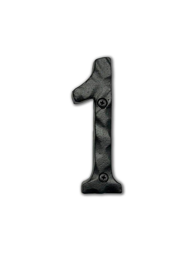 NACH House Numbers for Outside, 4 inch Black Address Numbers for House - Number 1 - Rustic Numbers for Outside with Mounting Hardware - Image 1
