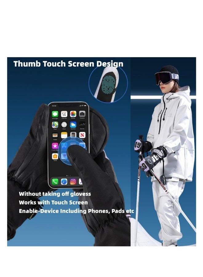 Generic Ski Gloves, Winter Warm Snow Gloves, Winter Ski Mittens Men  Women Glove Liners, Adult Snow Mitts for Cold Weather - Waterproof Winter Ski Gloves Snowboarding, Skiing, Waterproof Touch Screen - Image 4
