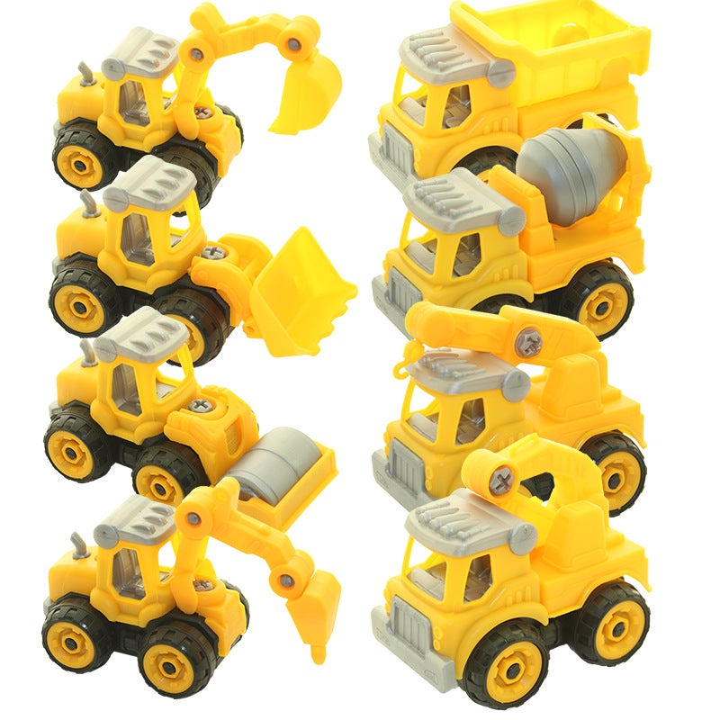 3C Genuine DIY Educational Engineering Vehicle Night Market Stall Explosions Childrens Digger Factory Direct Boy Toy Model Style random [bag * 3C genuine]] 
