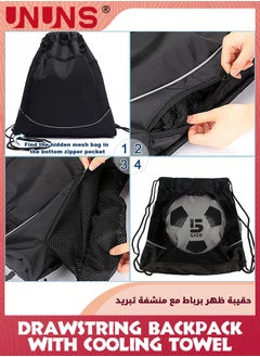UNUNS Basketball Backpack,Drawstring Soccer Bag And Sports Towel,Foldable Baseball Backpack With Detachable Mesh Ball Bag,Durable Sports Ball Bag With Shoe Compartment,For Volleyball Sports Gym School  - Image 2