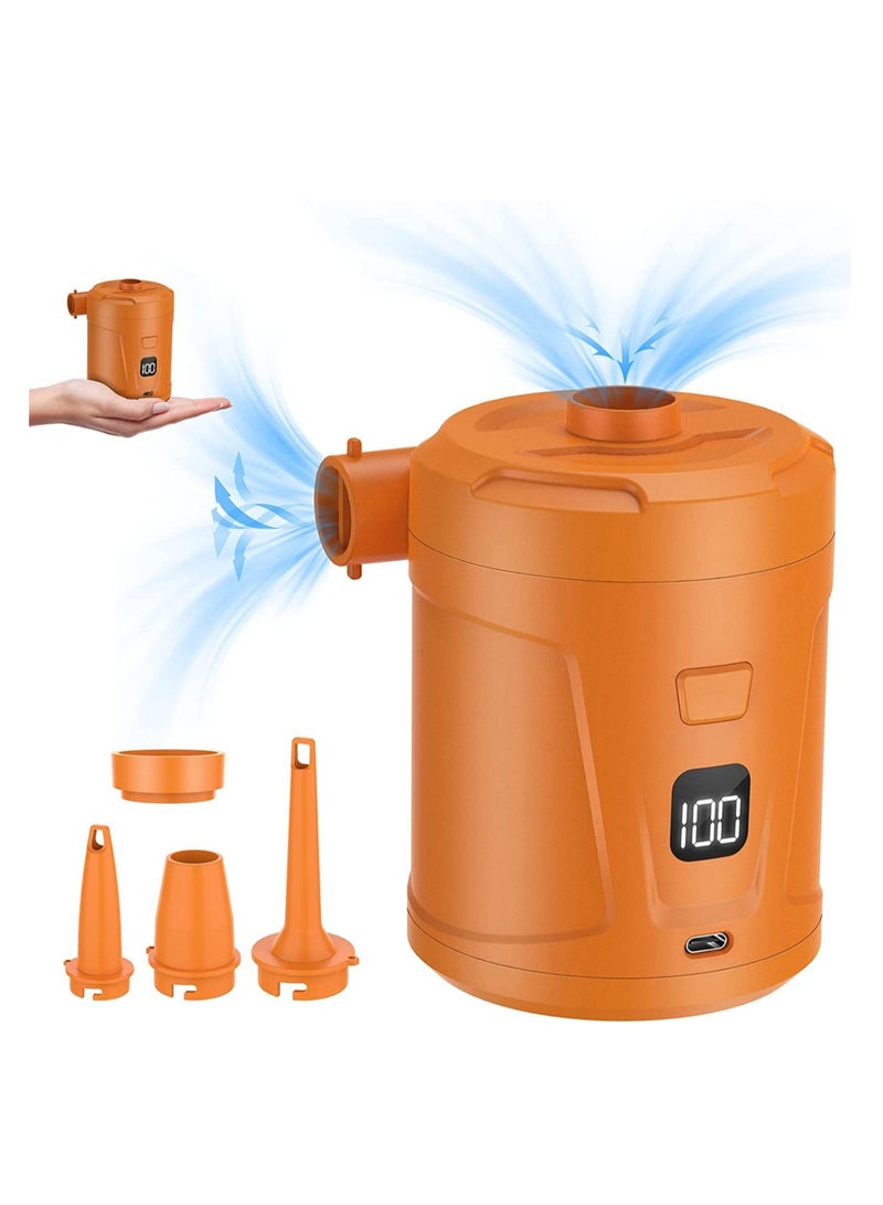 Furtey Electric Air Pump with Display, 5200mAh Portable Air Pump with 4 Nozzles,Outdoor Electric Air Pump for Air Mattress, Swimming Pool, Air Bed - Image 1
