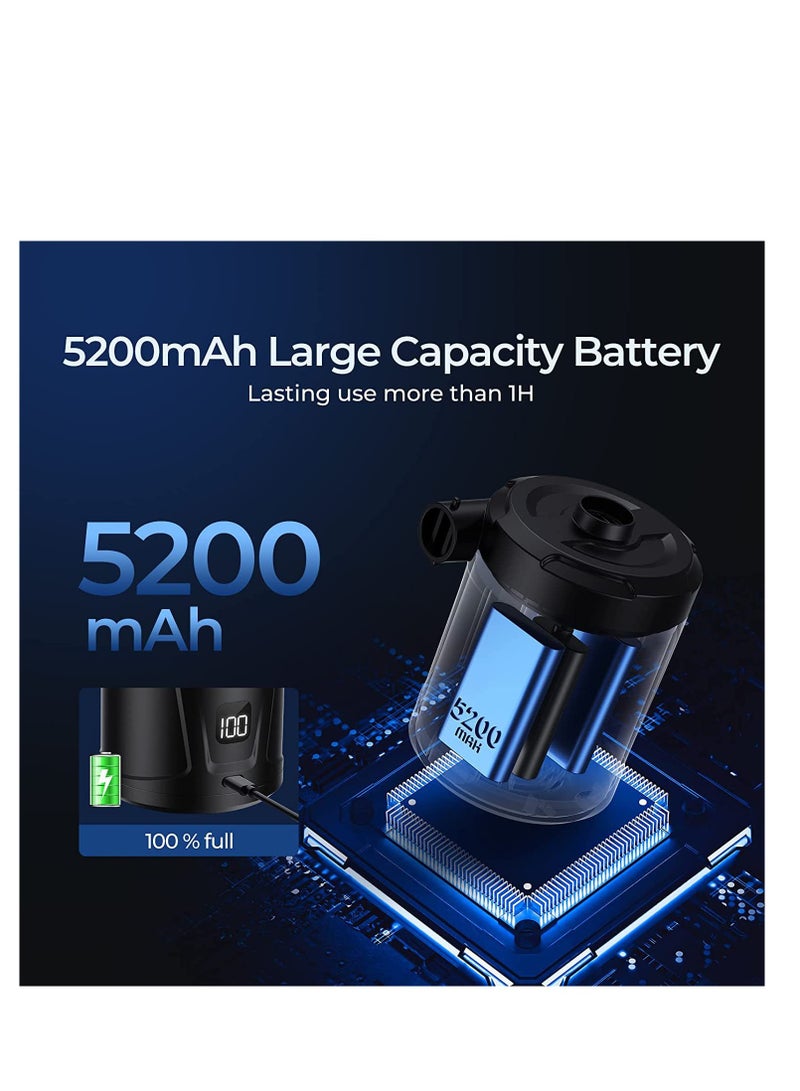 Furtey Electric Air Pump with Display, 5200mAh Portable Air Pump with 4 Nozzles,Outdoor Electric Air Pump for Air Mattress, Swimming Pool, Air Bed - Image 2