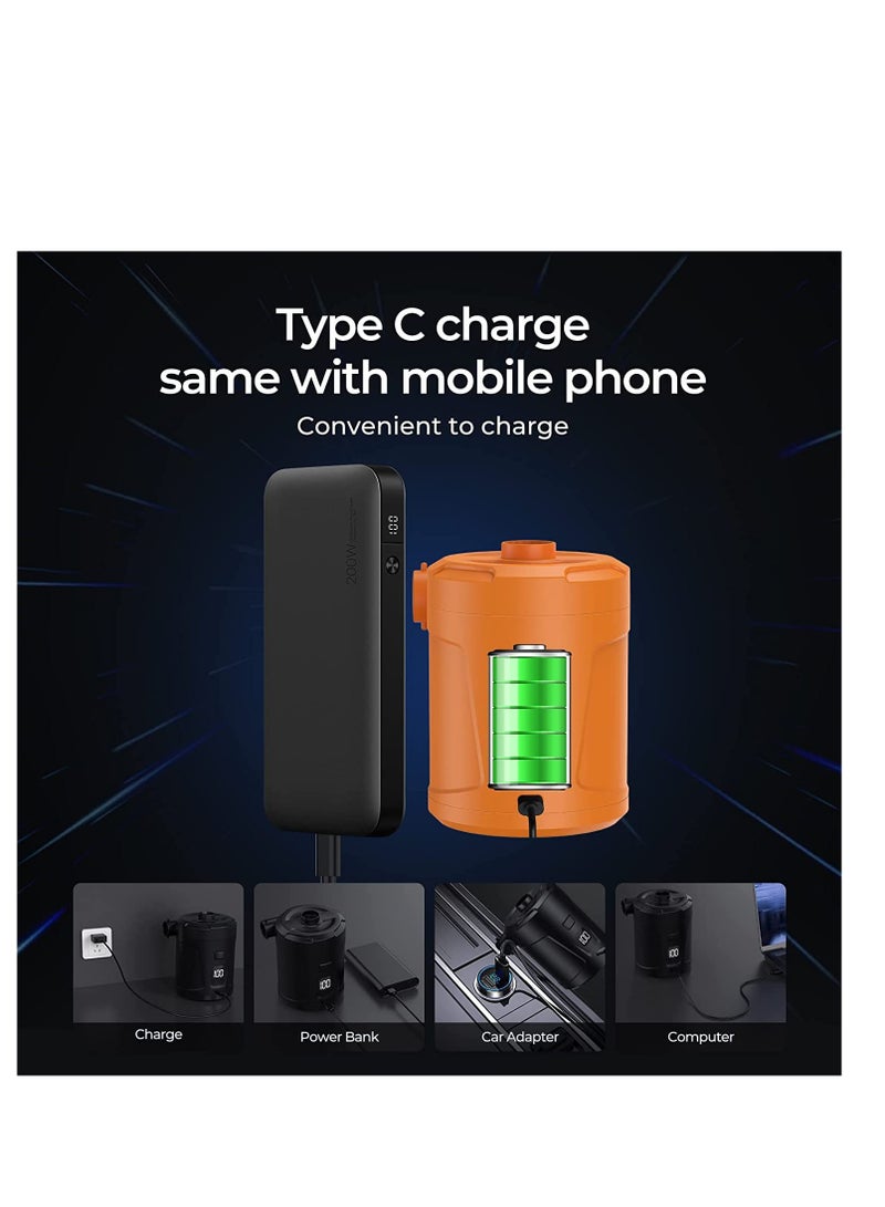 Furtey Electric Air Pump with Display, 5200mAh Portable Air Pump with 4 Nozzles,Outdoor Electric Air Pump for Air Mattress, Swimming Pool, Air Bed - Image 3