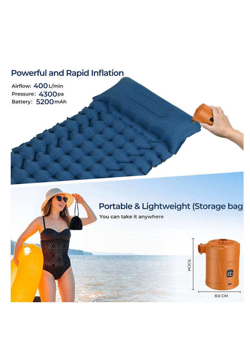 Furtey Electric Air Pump with Display, 5200mAh Portable Air Pump with 4 Nozzles,Outdoor Electric Air Pump for Air Mattress, Swimming Pool, Air Bed - Image 4