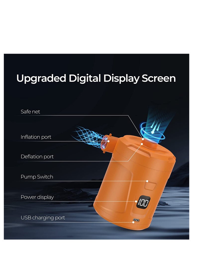 Furtey Electric Air Pump with Display, 5200mAh Portable Air Pump with 4 Nozzles,Outdoor Electric Air Pump for Air Mattress, Swimming Pool, Air Bed - Image 5