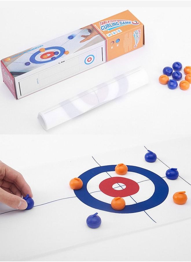 Tabletop Curling Game for Kids, Adults & Family. Fun Indoor Sports Battle Game for Everyone. Come with 8 Tabletop Curling Stones. Easy to Set Up, Play & Portable.