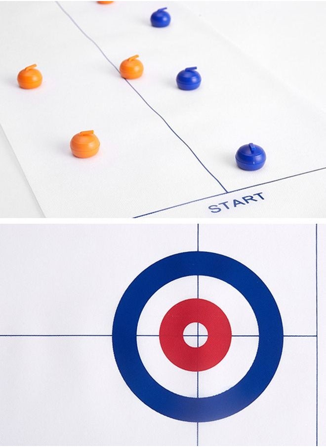 Tabletop Curling Game for Kids, Adults & Family. Fun Indoor Sports Battle Game for Everyone. Come with 8 Tabletop Curling Stones. Easy to Set Up, Play & Portable.