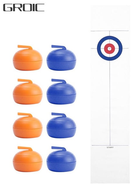 Tabletop Curling Game for Kids, Adults & Family. Fun Indoor Sports Battle Game for Everyone. Come with 8 Tabletop Curling Stones. Easy to Set Up, Play & Portable.