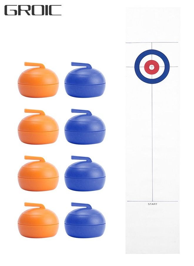 Tabletop Curling Game for Kids, Adults & Family. Fun Indoor Sports Battle Game for Everyone. Come with 8 Tabletop Curling Stones. Easy to Set Up, Play & Portable.