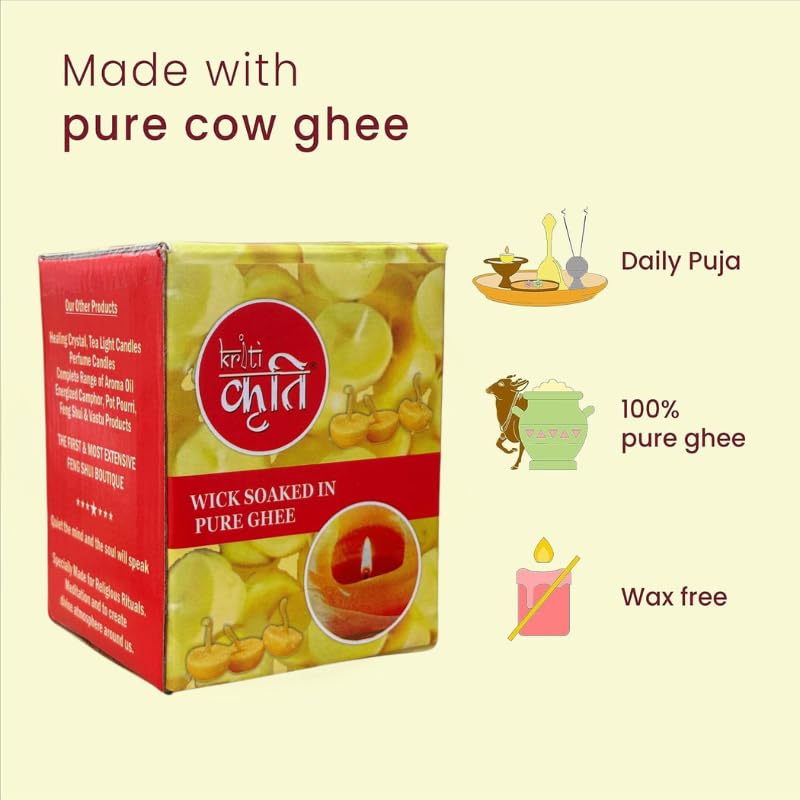 KRITI Creations Pure DESI GHEE Wicks (100 Pcs in a Box) - Image 4