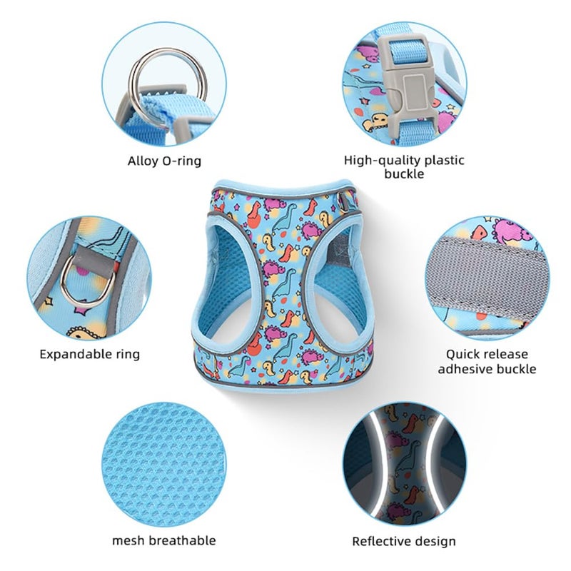 Flymind Step in Dog Harness and Leash Set, Flower Adjustable Easy Walk Puppy Harnesses, Soft Mesh Pet Vest Harness Small Size Dog Adjustable No Pull Dog Harness for Small Medium Dogs(Bee, M) - Image 4
