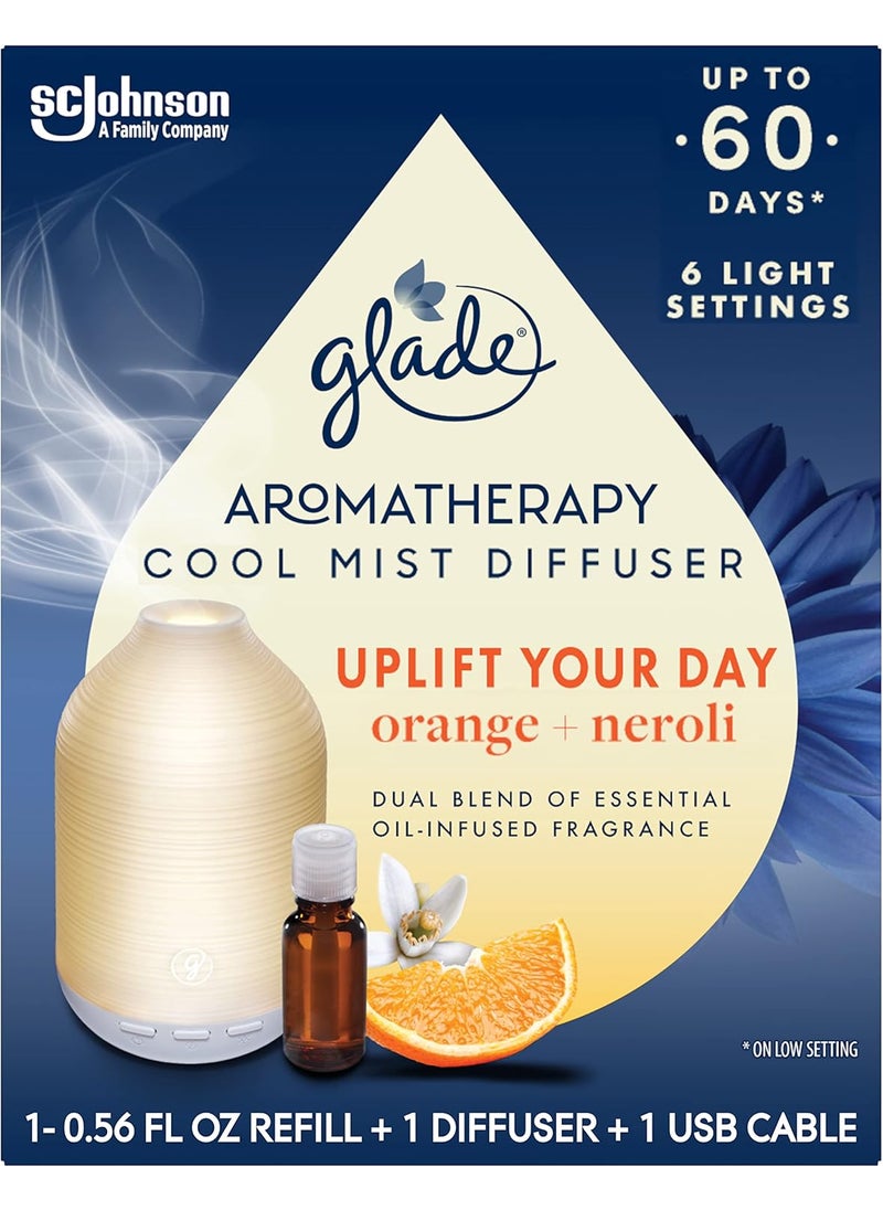 Glade Glade Aromatherapy Diffuser & Essential Oil, Air Freshener for Home, Uplift Your Day Scent with Notes of Orange & Neroli, 0.56 Fl Oz 
