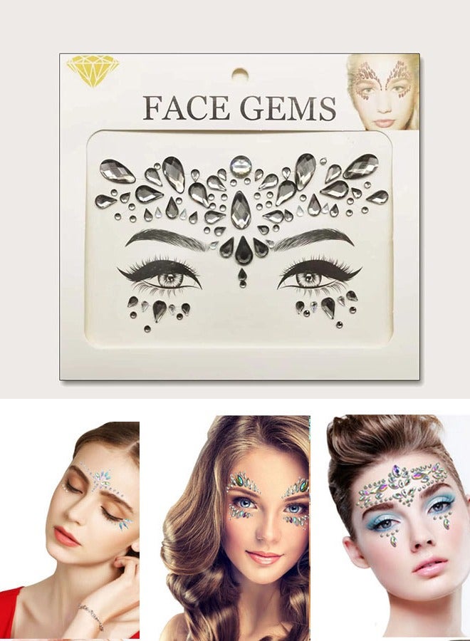 Self-adhesive crystal face tattoo stickers for face decoration for parties and events - Image 1